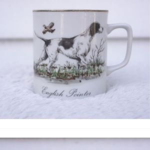 English Pointer Vintage Enesco Mug Hunting Dog Speckled Stoneware Vintage 1980's